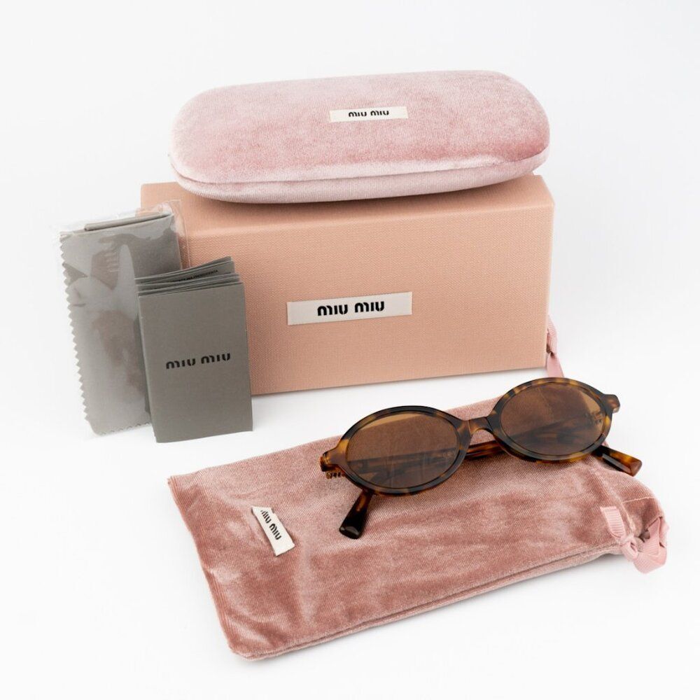 NEW Miu Miu MU04ZS 19P2Z1 REGARD Light Havana Brown  Unisex Sunglasses 0MU 04ZS - Picture 13 of 13